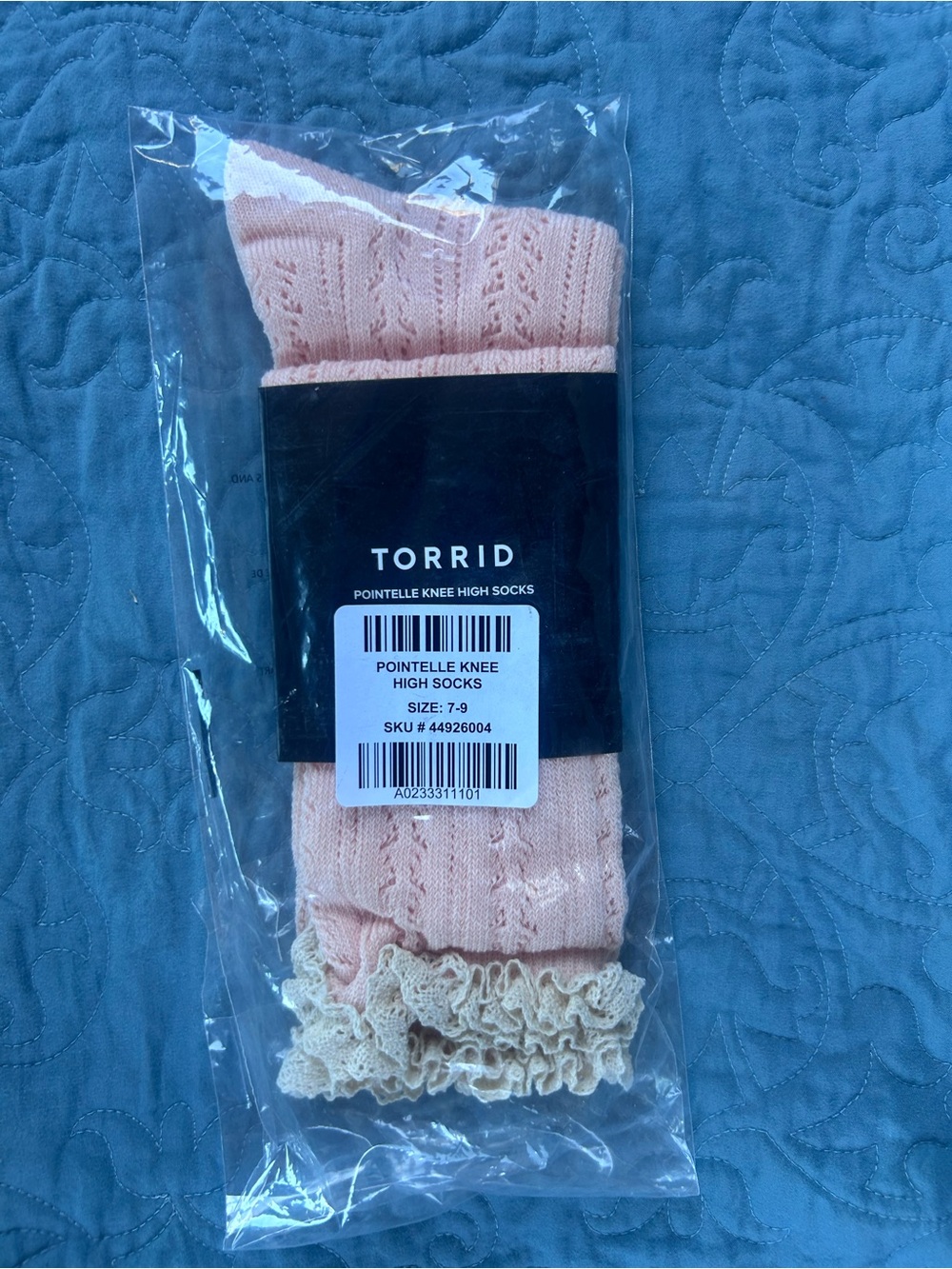 Torrid Blush Pink Pointelle Knee High Socks Cottagecore Coquette Lace Trim 7-9 - Picture 3 of 4